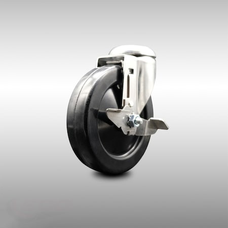 Service Caster 5 Inch 316SS Hard Rubber Wheel Swivel Bolt Hole Caster with Brake SCC-SS316BH20S514-HRS-TLB